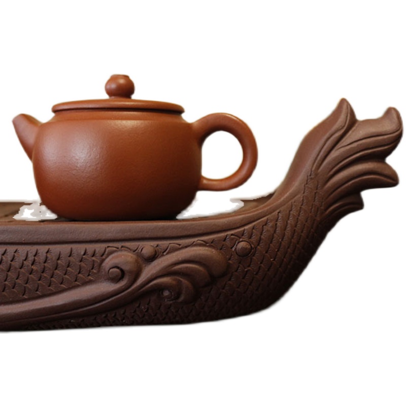 龙船小茶海托盘宜兴紫砂茶具特色个性博古架摆设茶道配件小雕塑