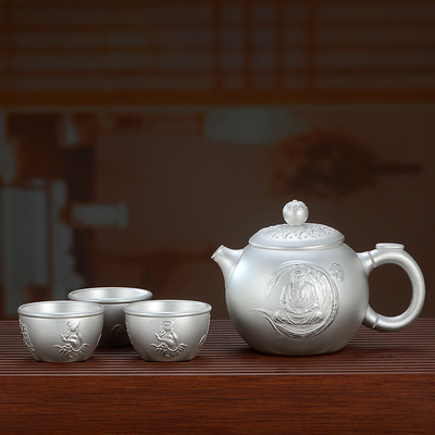 百年匠器银壶999纯银泡茶壶茶道家用银茶具禅茶一味功夫茶具